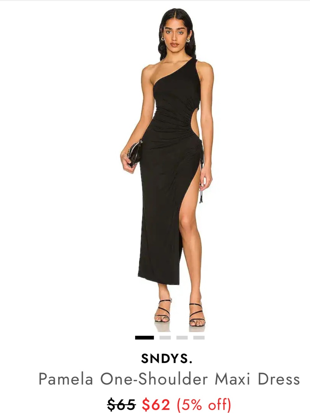 SNDYS Pamela One-Shoulder Maxi Dress in Black